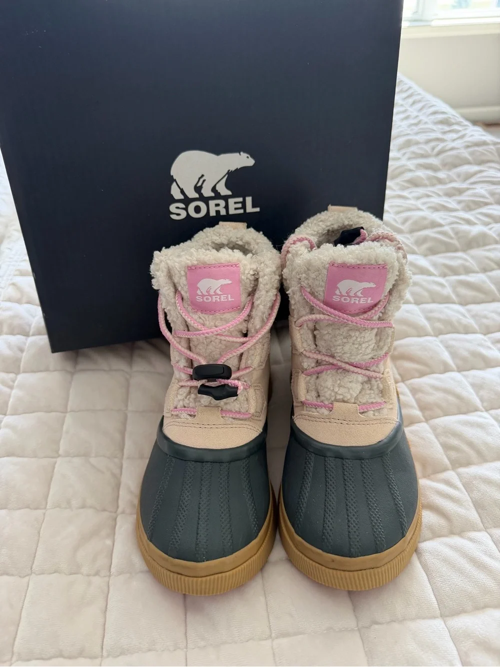 Sorel Kids Pink and Gray Insulated Winter Boots